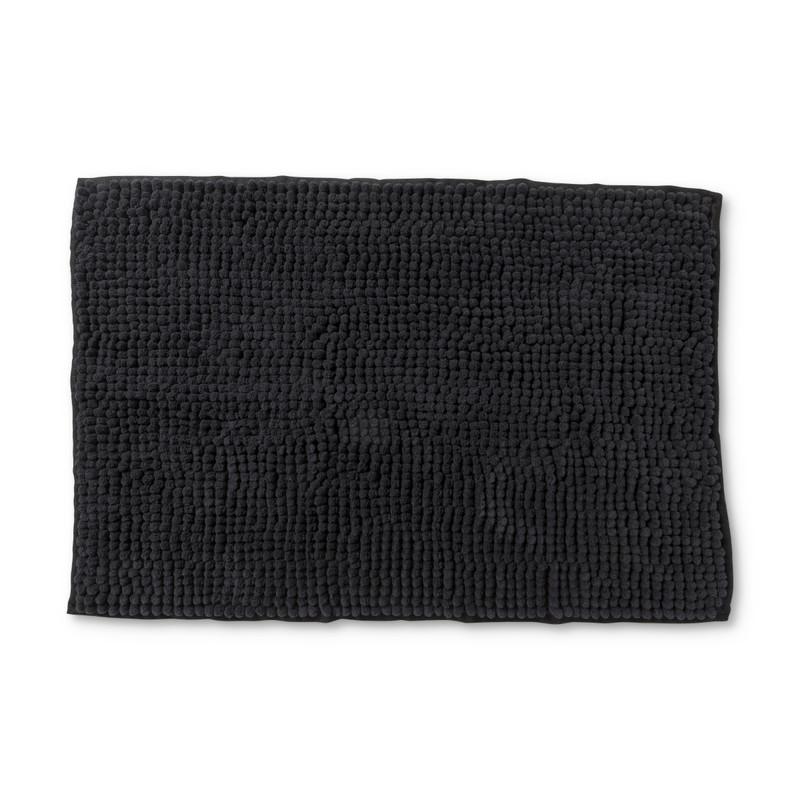 Badmat chenille - zwart - 40x60 cm