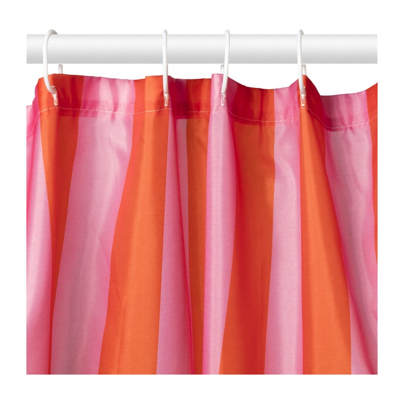 Douchegordijn gestreept - roze/oranje - 180x200 cm