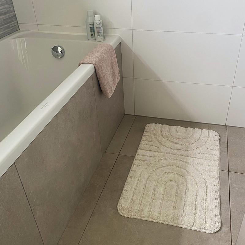 Badmat Lijnen - wit - 50x70 cm