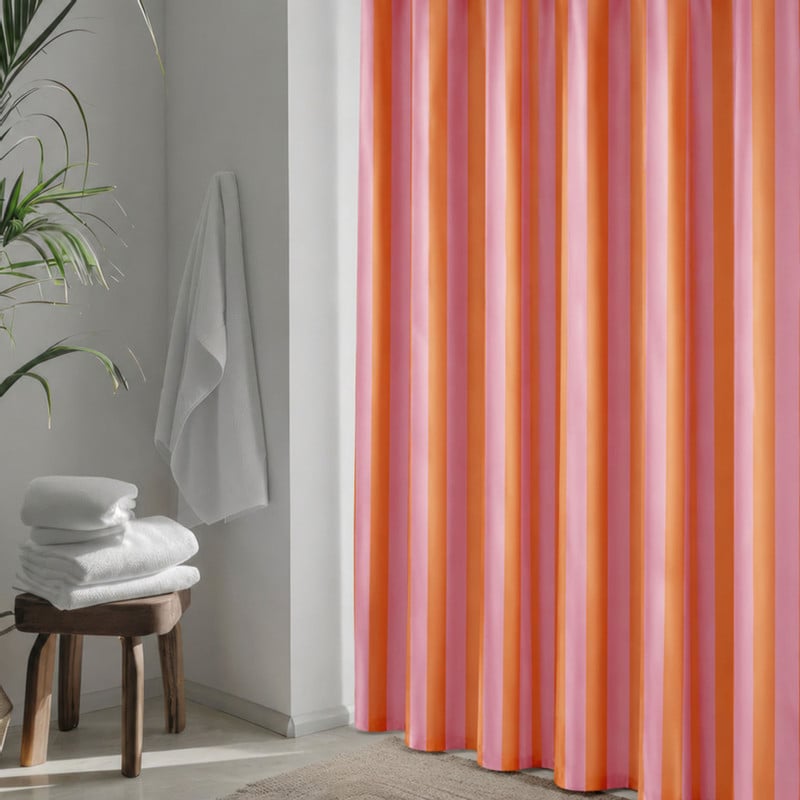 Douchegordijn - roze/oranje - 180x200 cm