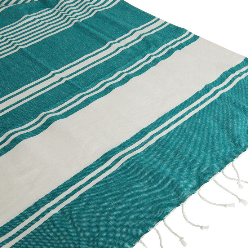 Hamamdoek met franjes - petrol - 180x100 cm