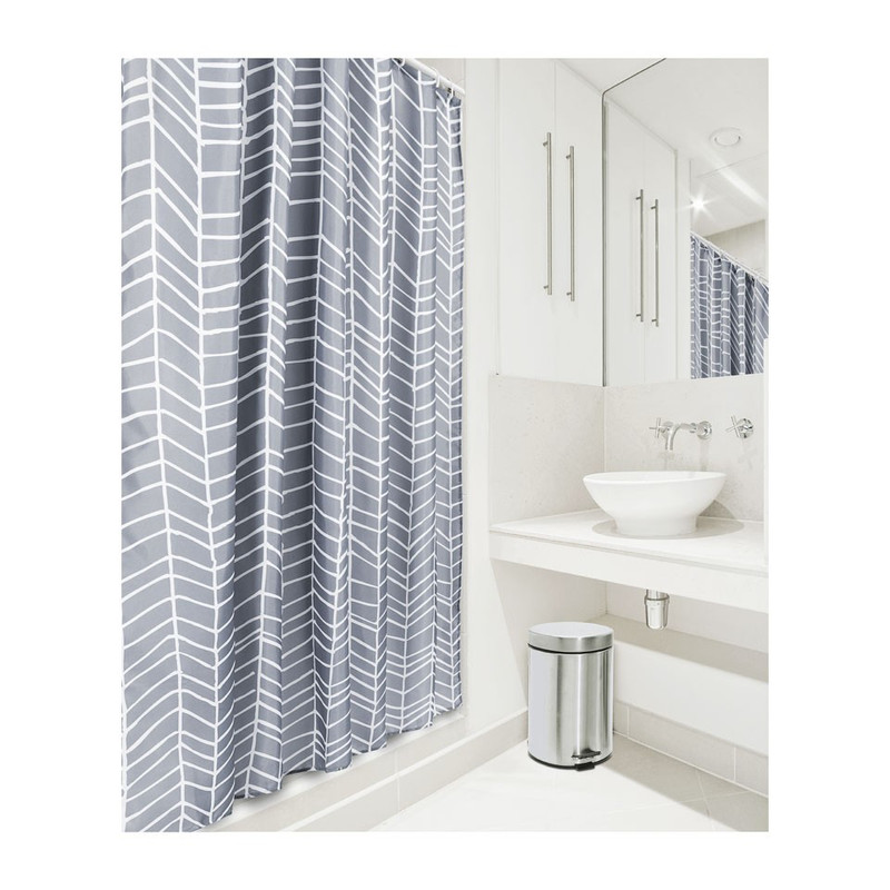 Douchegordijn visgraat 180x200 cm grijs Xenos