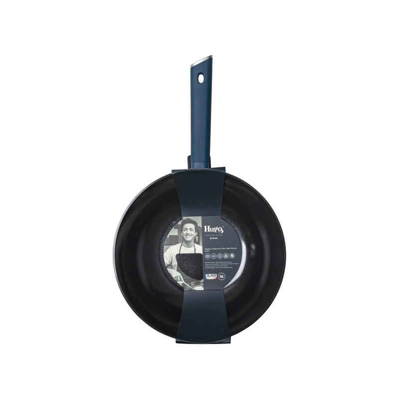 Hugo Kennis wokpan - blauw/zwart - ø28x8 cm