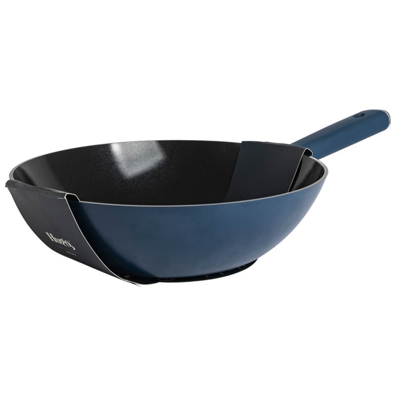 Hugo Kennis wokpan - blauw/zwart - ø28x8 cm