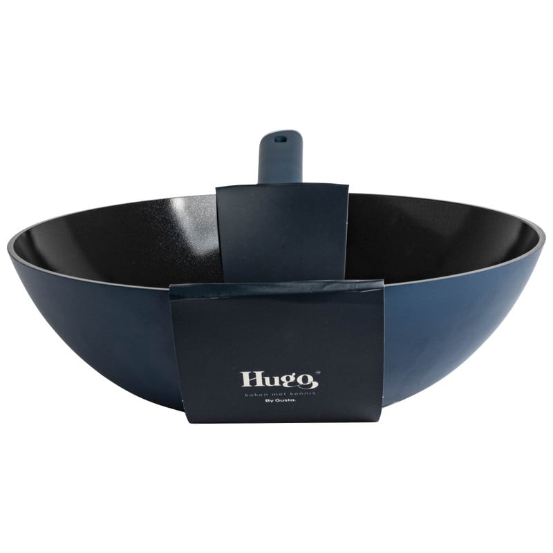Hugo Kennis wokpan - blauw/zwart - ø28x8 cm