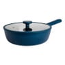 Hugo Kennis hapjespan met deksel - blauw/zwart - ø28x8 cm 