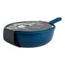 Hugo Kennis hapjespan met deksel - blauw/zwart - ø28x8 cm 