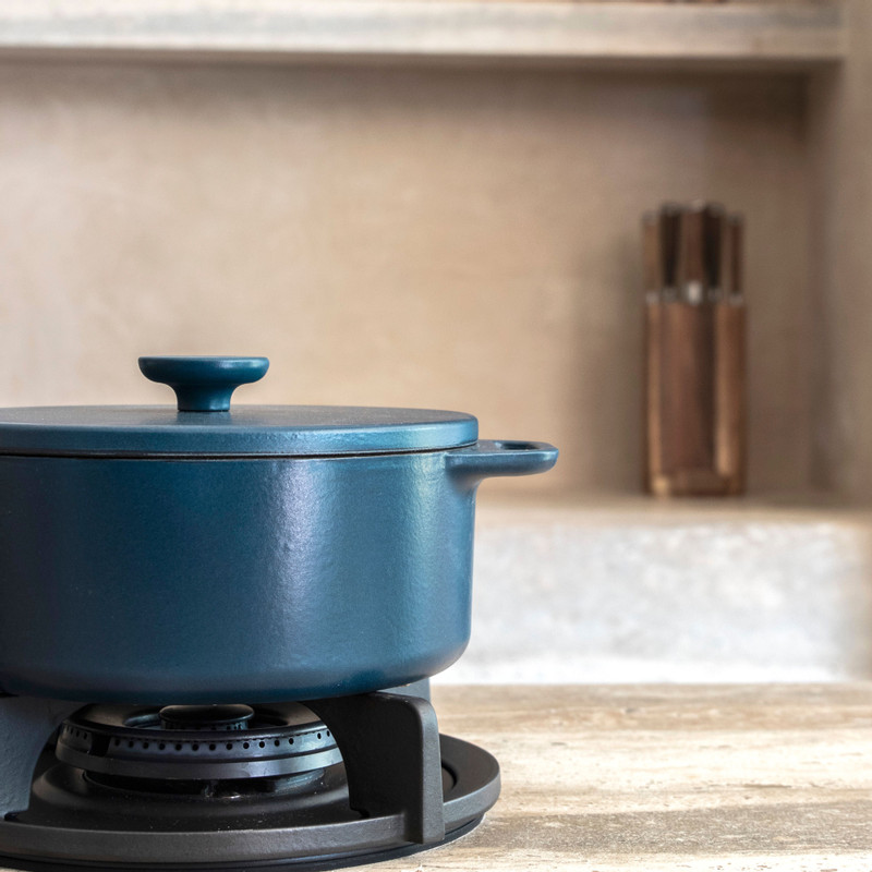 Hugo Kennis braadpan met deksel - gietijzer - blauw/zwart - ø24 cm 