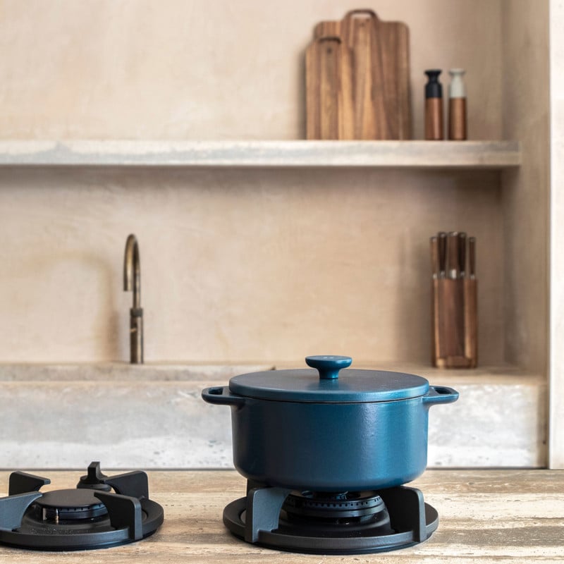 Hugo Kennis braadpan met deksel - gietijzer - blauw/zwart - ø24 cm 