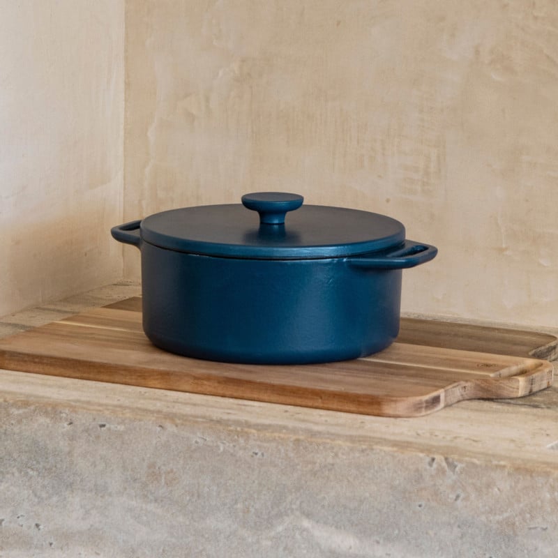 Hugo Kennis braadpan met deksel - gietijzer - blauw/zwart - ø24 cm 