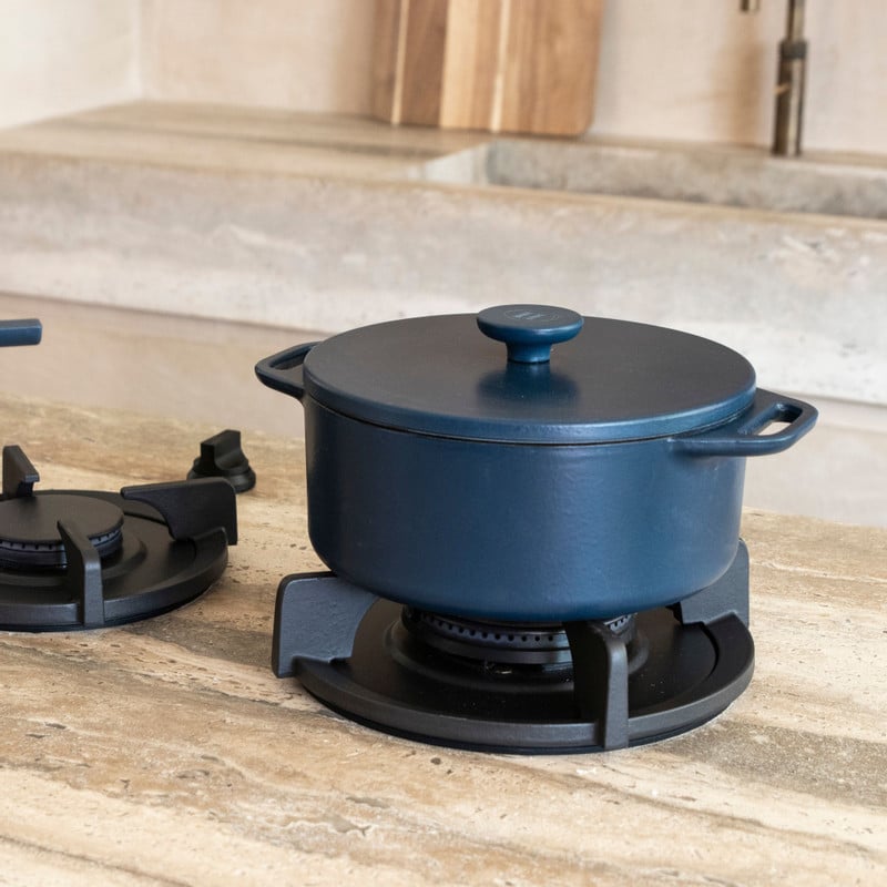 Hugo Kennis braadpan met deksel - gietijzer - blauw/zwart - ø24 cm 