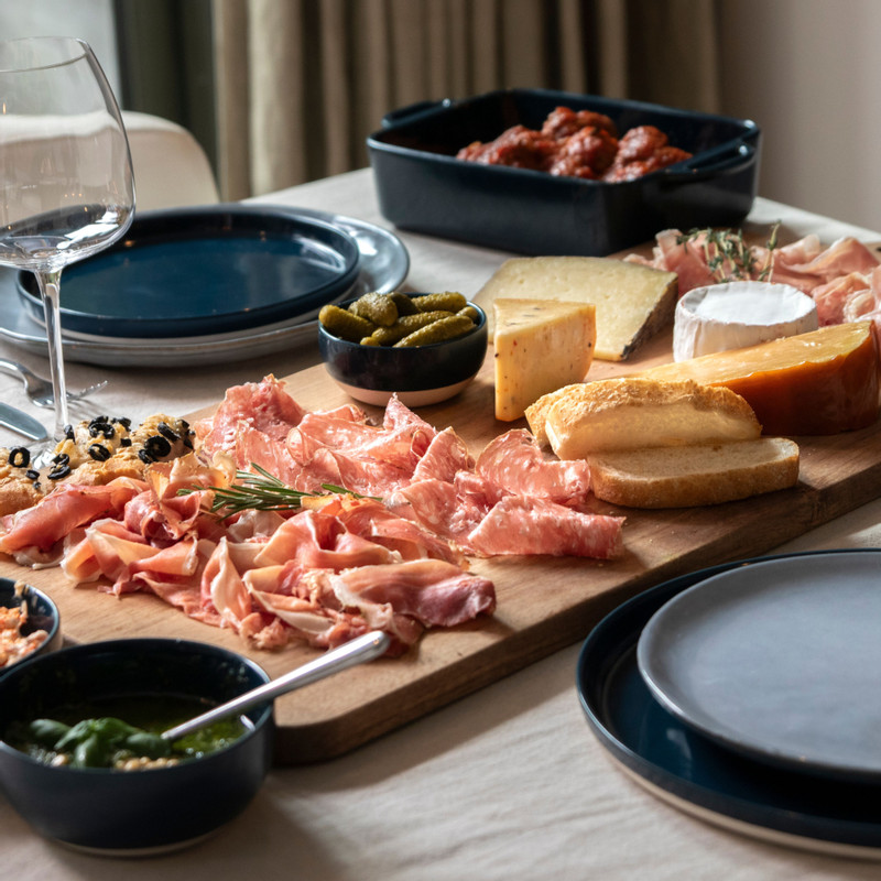 Hugo Kennis ontbijtbord - blauw/wit - ø20 cm