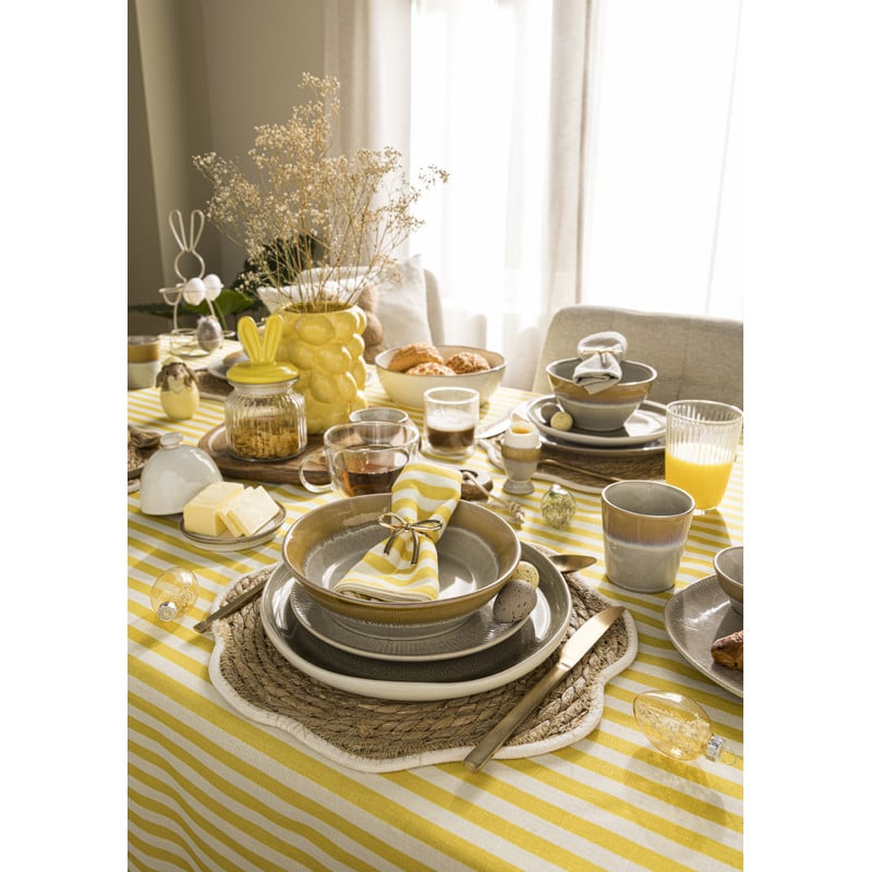 Placemat bloem wit - zeegras - ø38 cm