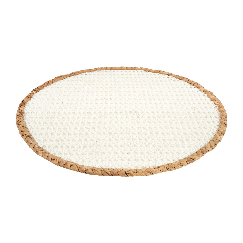 Placemat waterhyacint - wit - ⌀38 cm 
