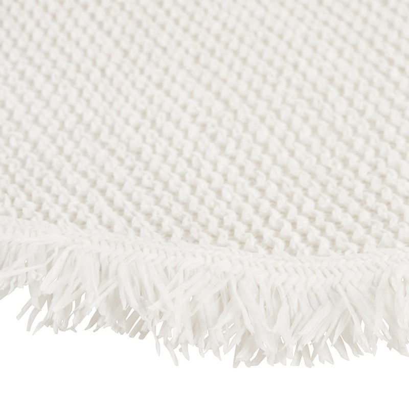 Placemat rond met franjes - wit - ⌀38 cm