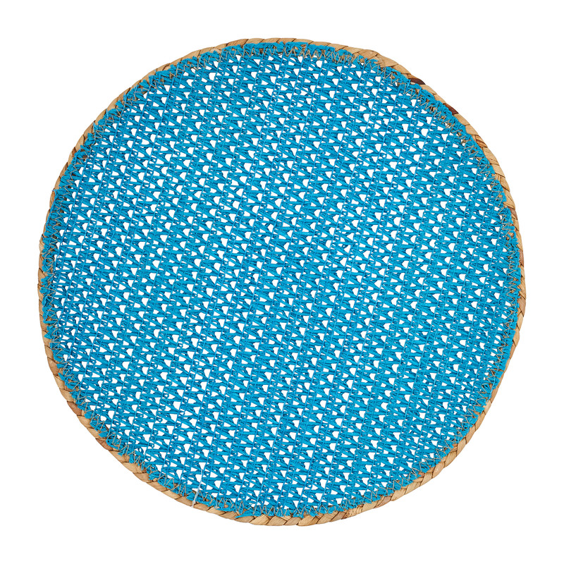 Placemat waterhyacint - turquoise - ⌀38 cm
