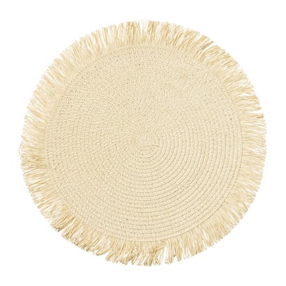 Placemat franjes - zand - ⌀38 cm