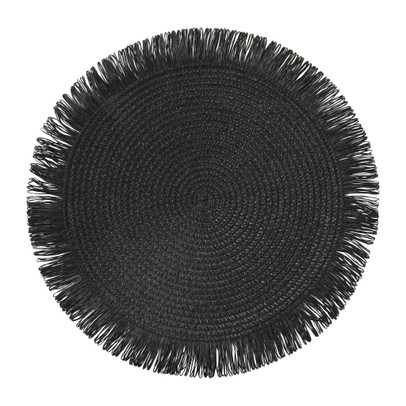 Placemat franjes - zwart - ⌀38 cm