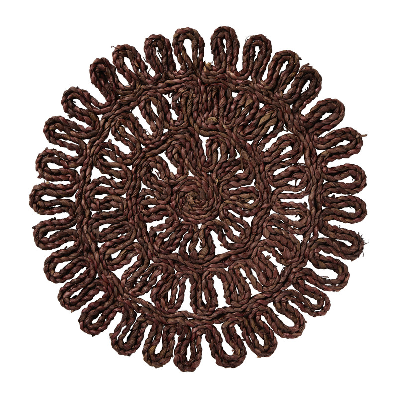 Placemat gevlochten - bruin - ø38 cm