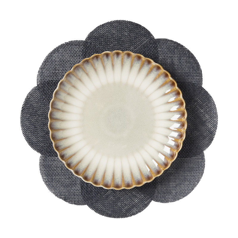 Placemat 3D bloem - zwart - ø38 cm