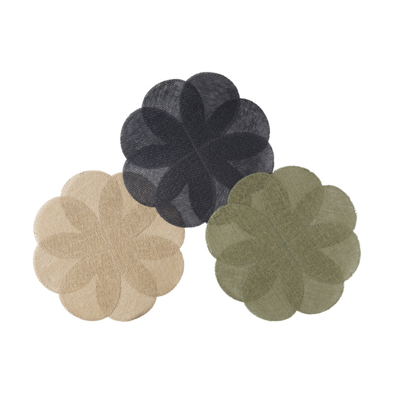 Placemat 3D bloem - zwart - ø38 cm