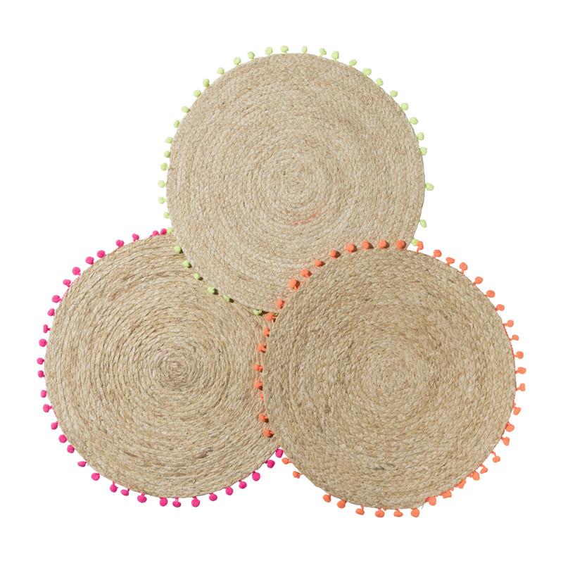 Placemat pompom - groen - ø38 cm