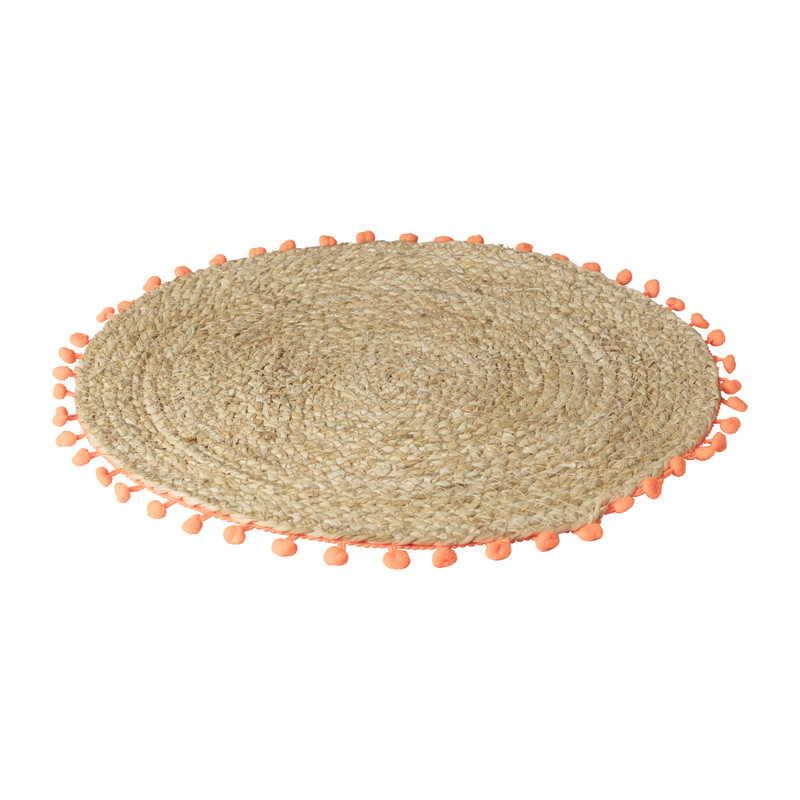Placemat pompom - oranje - ø38 cm
