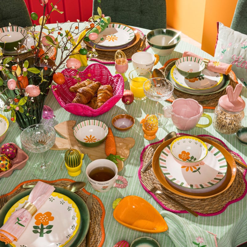 Placemat zeegras bloem - roze