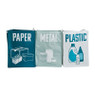 Afvaltassen - set van 3 - metaal/papier/plastic