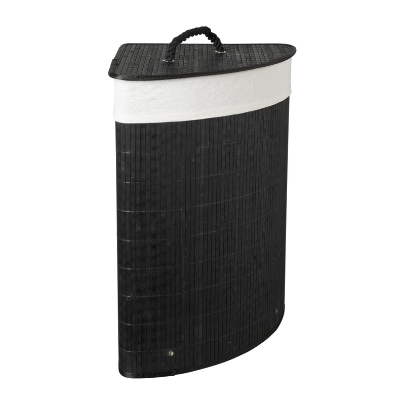 Wasmand bamboe hoek - zwart - 72 liter