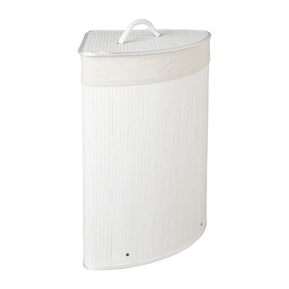 Relaxdays Hoekwasmanden van bamboe, 3 stuks, opvouwbaar, 60 l