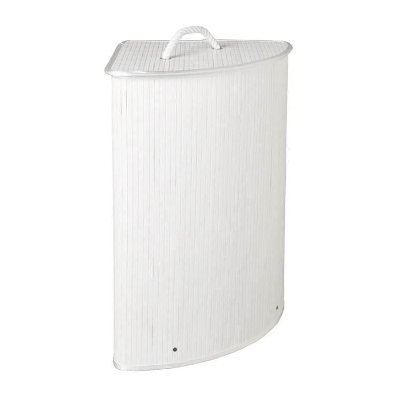Wasmand bamboe hoek - wit - 72 liter