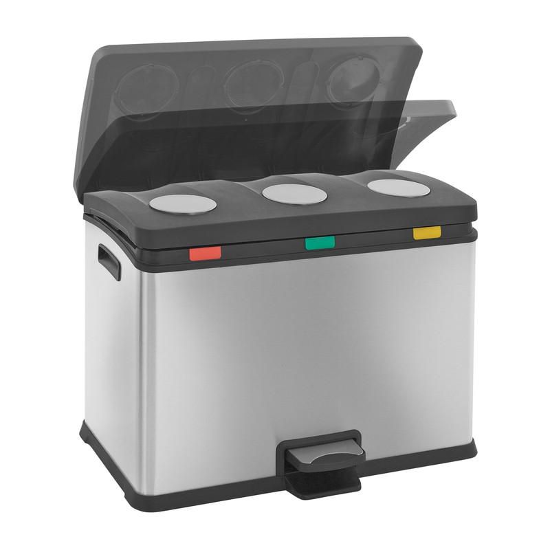 EKO Rejoice pedaalemmer- 3x12 liter-mat RVS