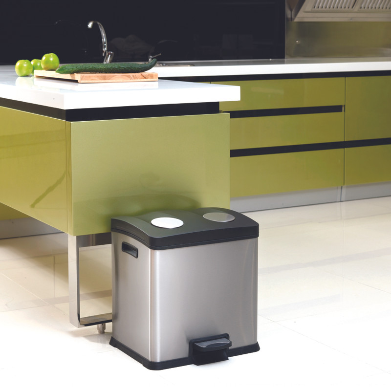 EKO Rejoice pedaalemmer- 2x12 liter-mat RVS