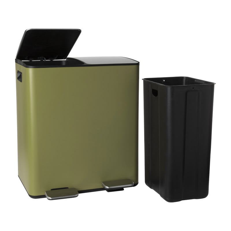 Pedaalemmer 2 vakken - olijfgroen - 2x20 liter