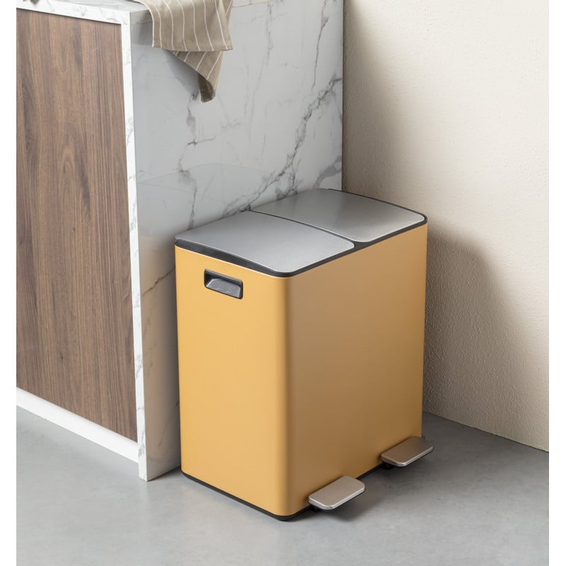 Pedaalemmer 2 vakken - oker - 2x20 liter