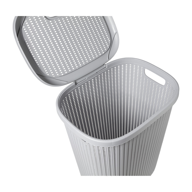 Wasmand met deksel - grijs - 57 liter