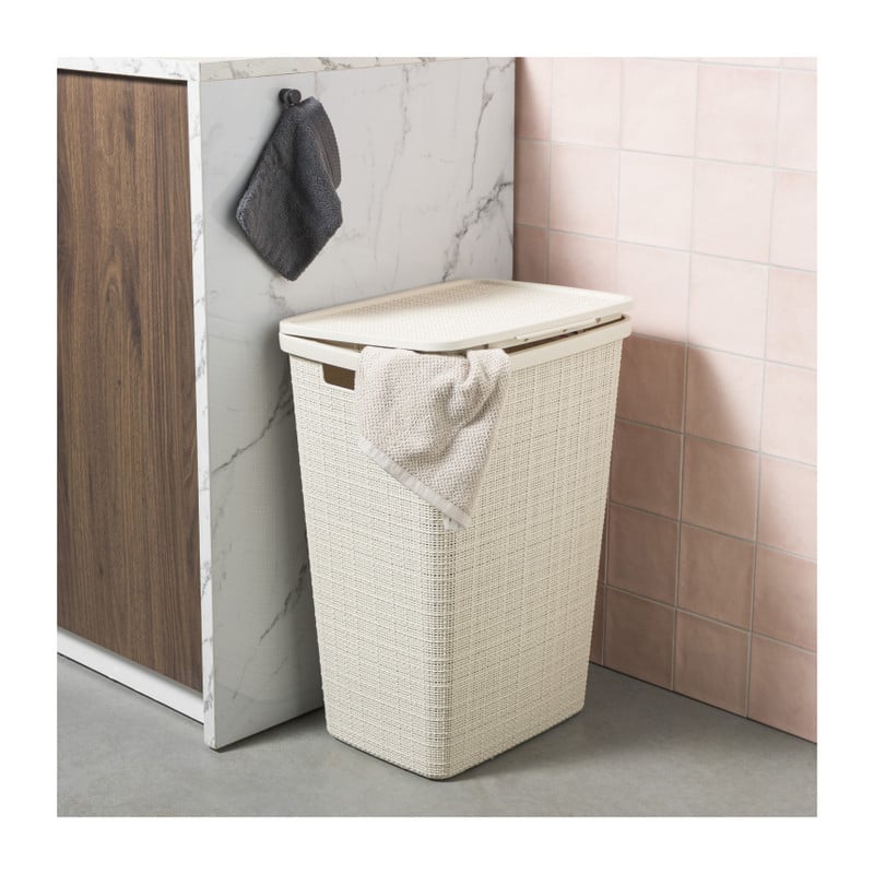 Curver jute wasmand met deksel - 58 liter - beige