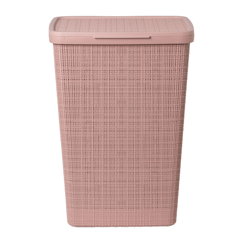 Curver jute wasmand met deksel - 58 liter - roze