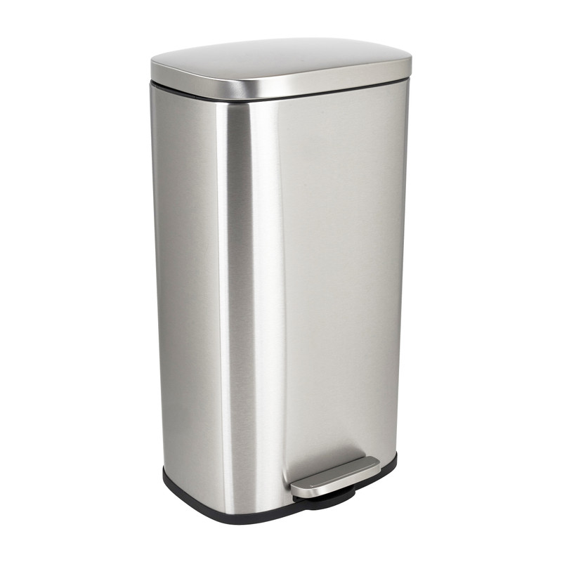 Pedaalemmer rechthoek - zilver - 30 liter
