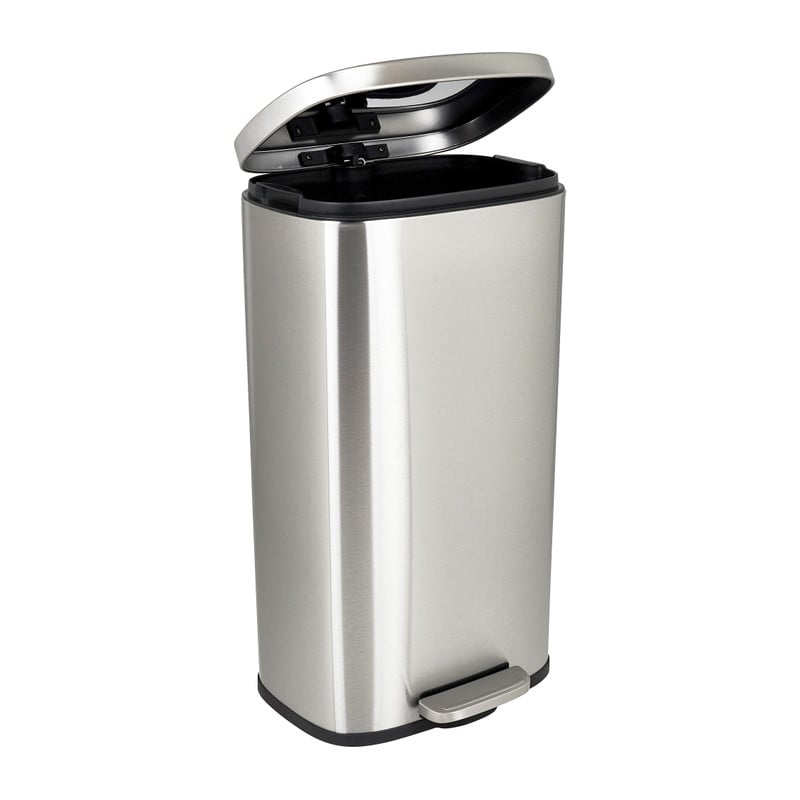 Pedaalemmer rechthoek - zilver - 30 liter