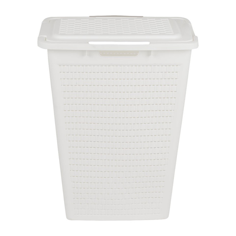 Wasbox gevlochten - 40 liter - wit