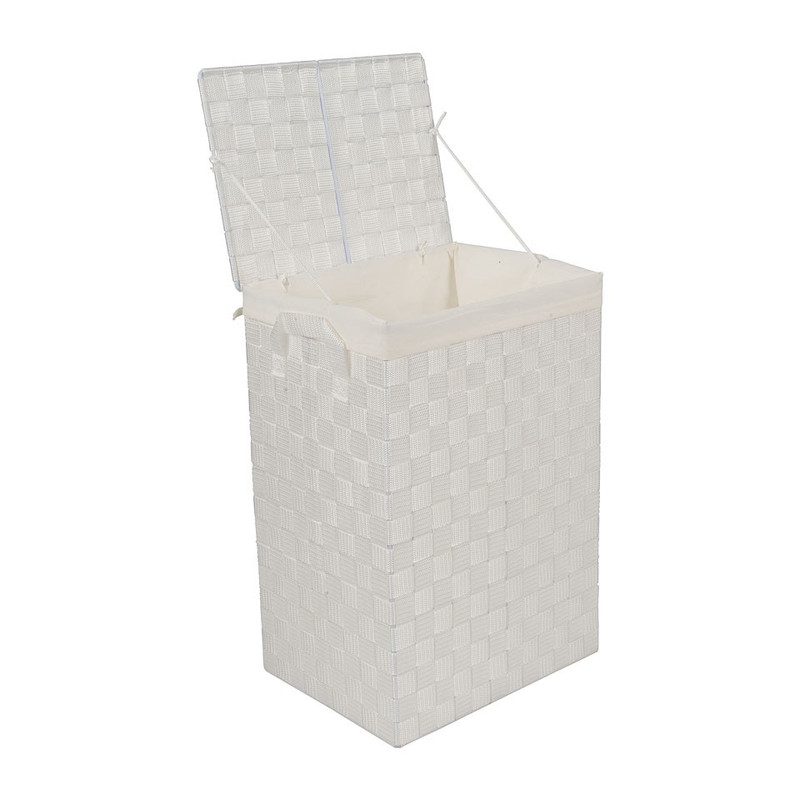Wasmand M gevlochten - 24x32x46 cm - wit