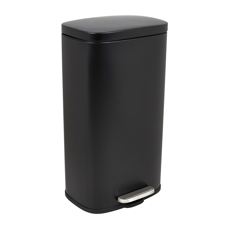 Pedaalemmer rechthoek - mat zwart - 30 liter