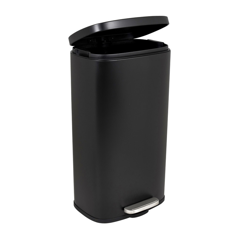 Pedaalemmer rechthoek - mat zwart - 30 liter