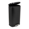 Pedaalemmer rechthoek - mat zwart - 30 liter