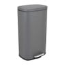 Pedaalemmer rechthoek - mat grijs - 30 liter