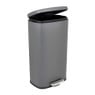 Pedaalemmer rechthoek - mat grijs - 30 liter