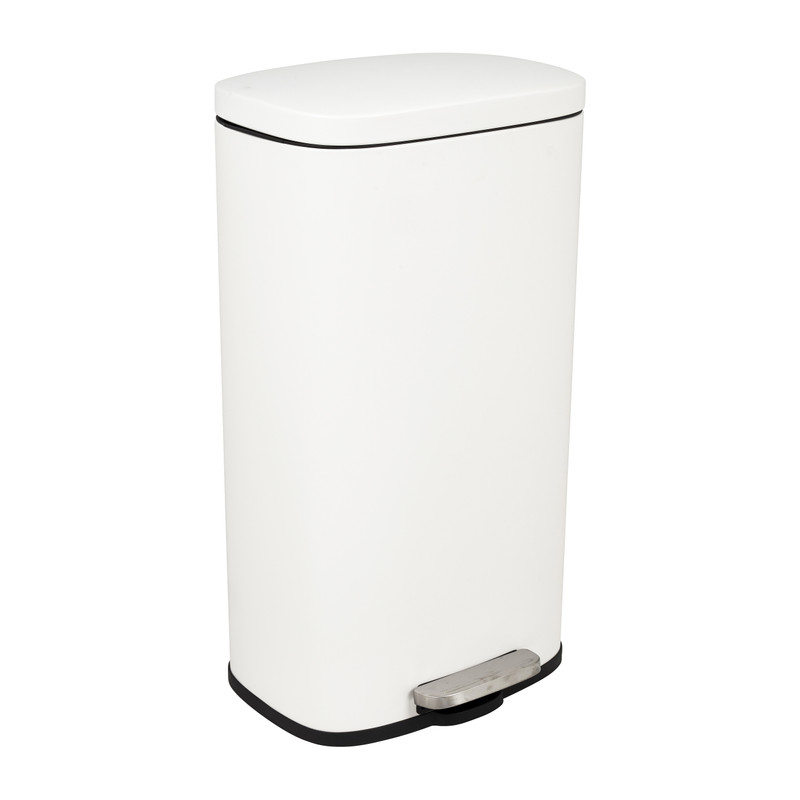 Pedaalemmer rechthoek - mat wit - 30 liter