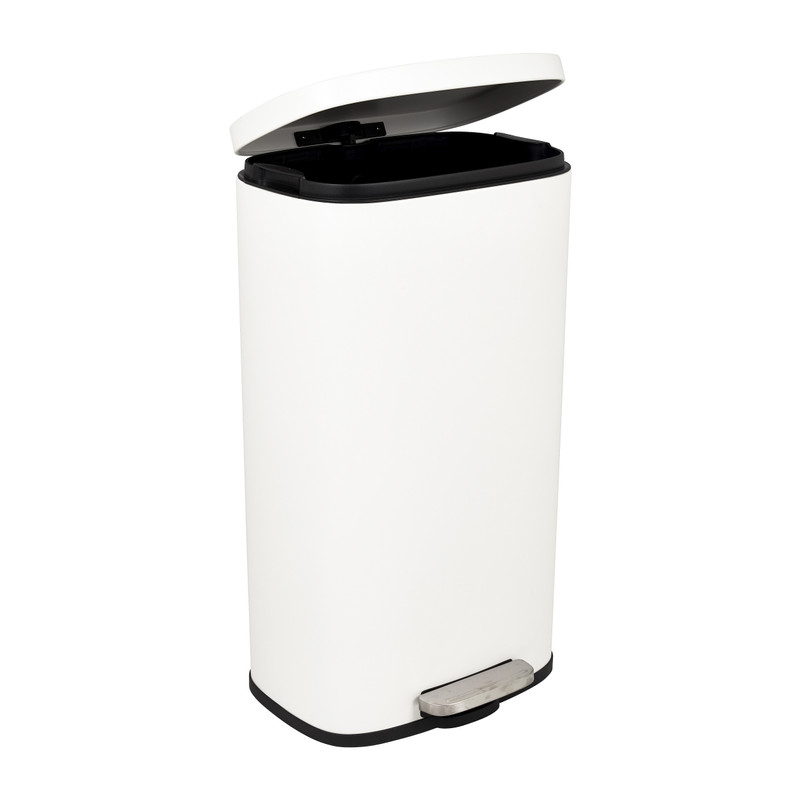 Pedaalemmer rechthoek - mat wit - 30 liter